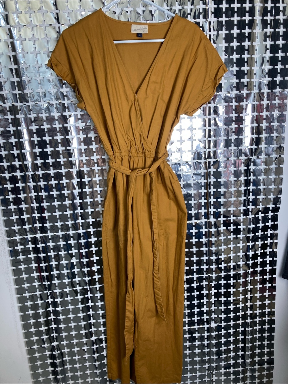 Universal Thread Mustard Wrap Maxi Dress with Tie Waist